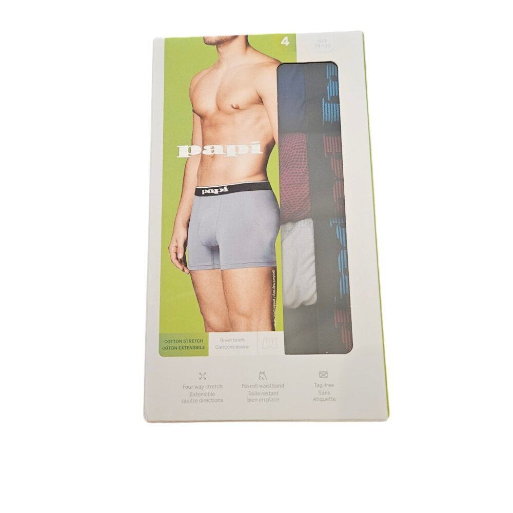 Papi Cotton Stretch Men's Boxer Briefs Size Small 4 Pack Multicolor Underwear